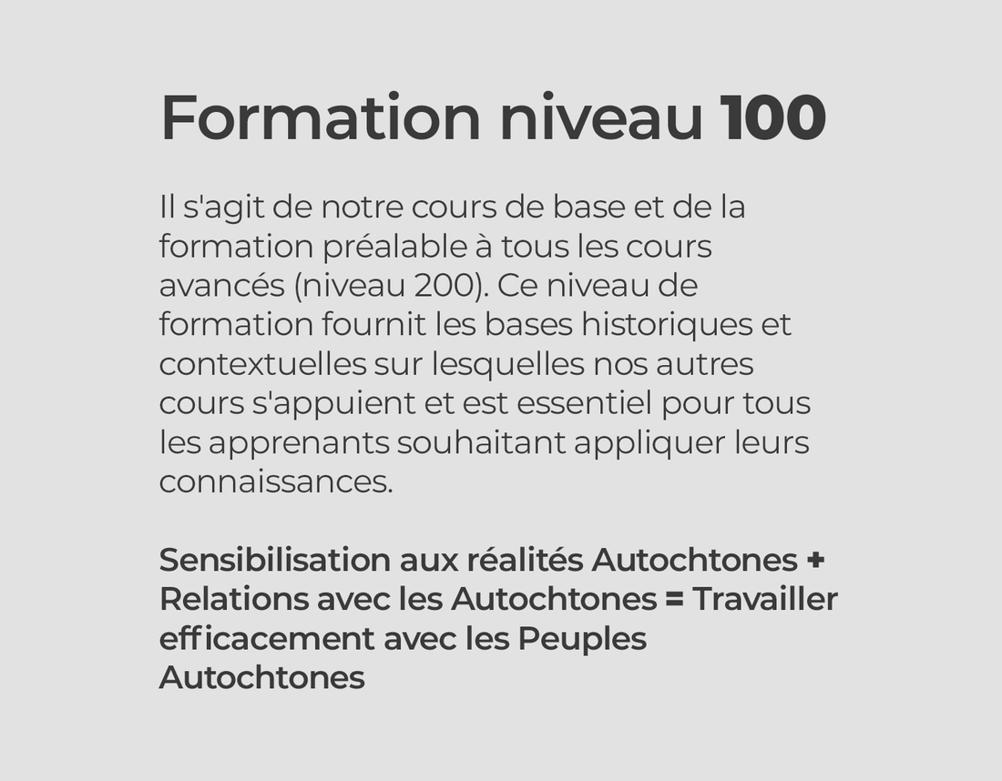 Formation niveau 100
Il s&